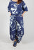 Linen Balloon Trousers in Navy Print
