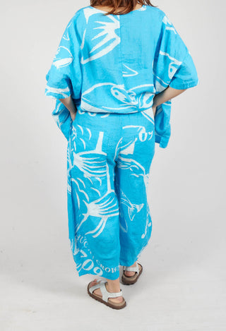 Linen Balloon Trousers in Malibu Print