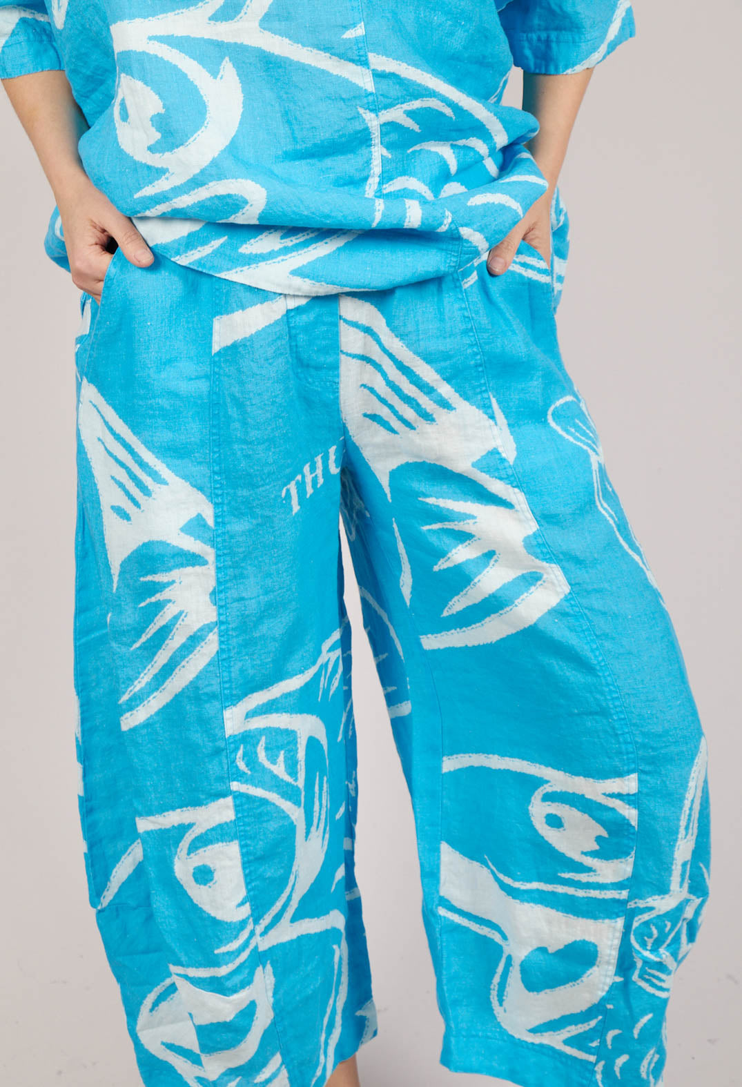 Linen Balloon Trousers in Malibu Print
