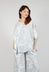 Linen Oversized Top in Grey Print