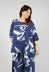 Linen Oversized Top in Navy Print