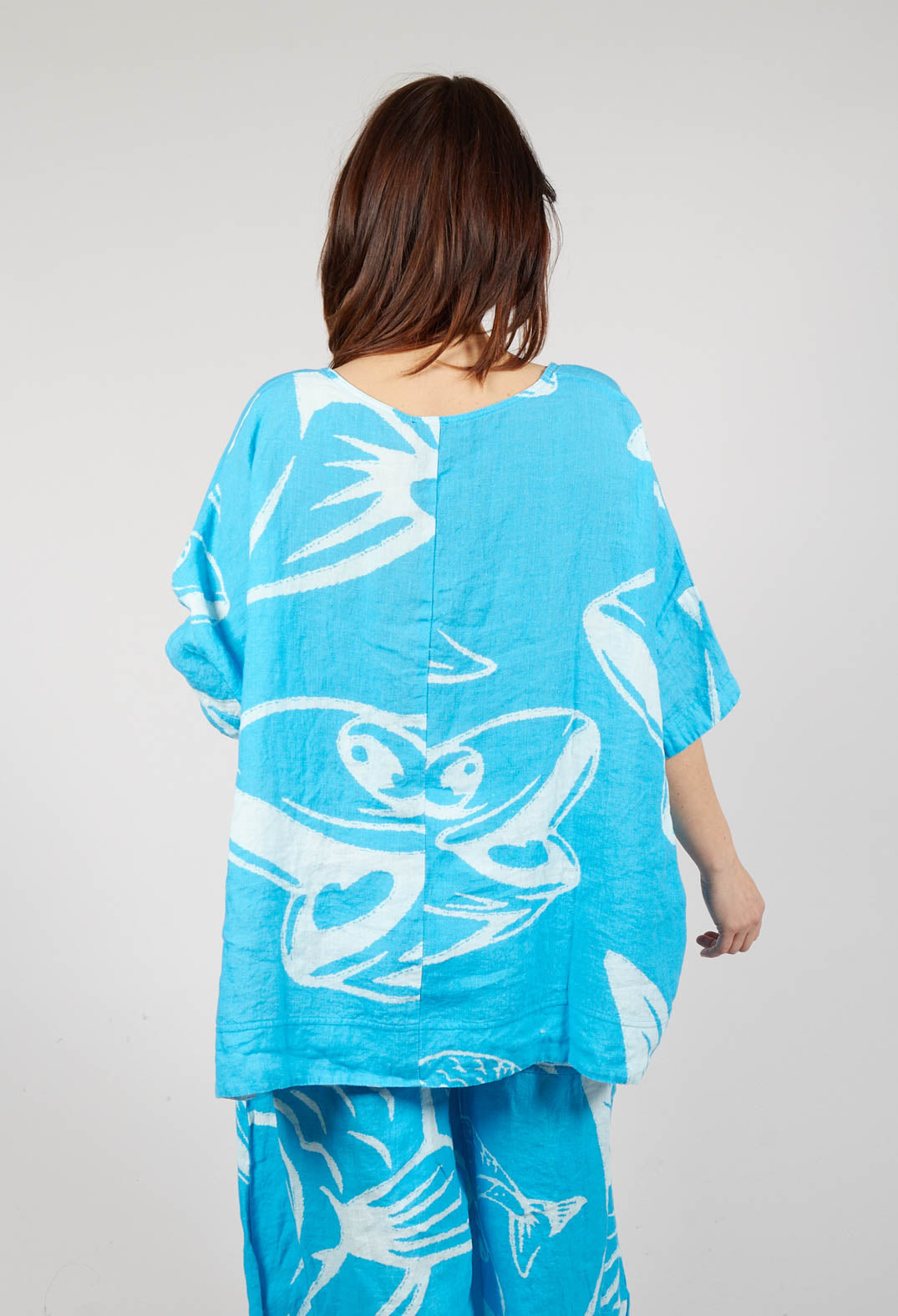 Linen Oversized Top in Malibu Print