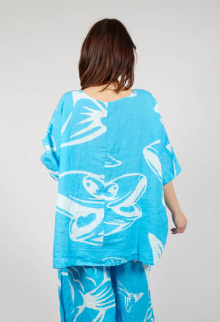 Linen Oversized Top in Malibu Print