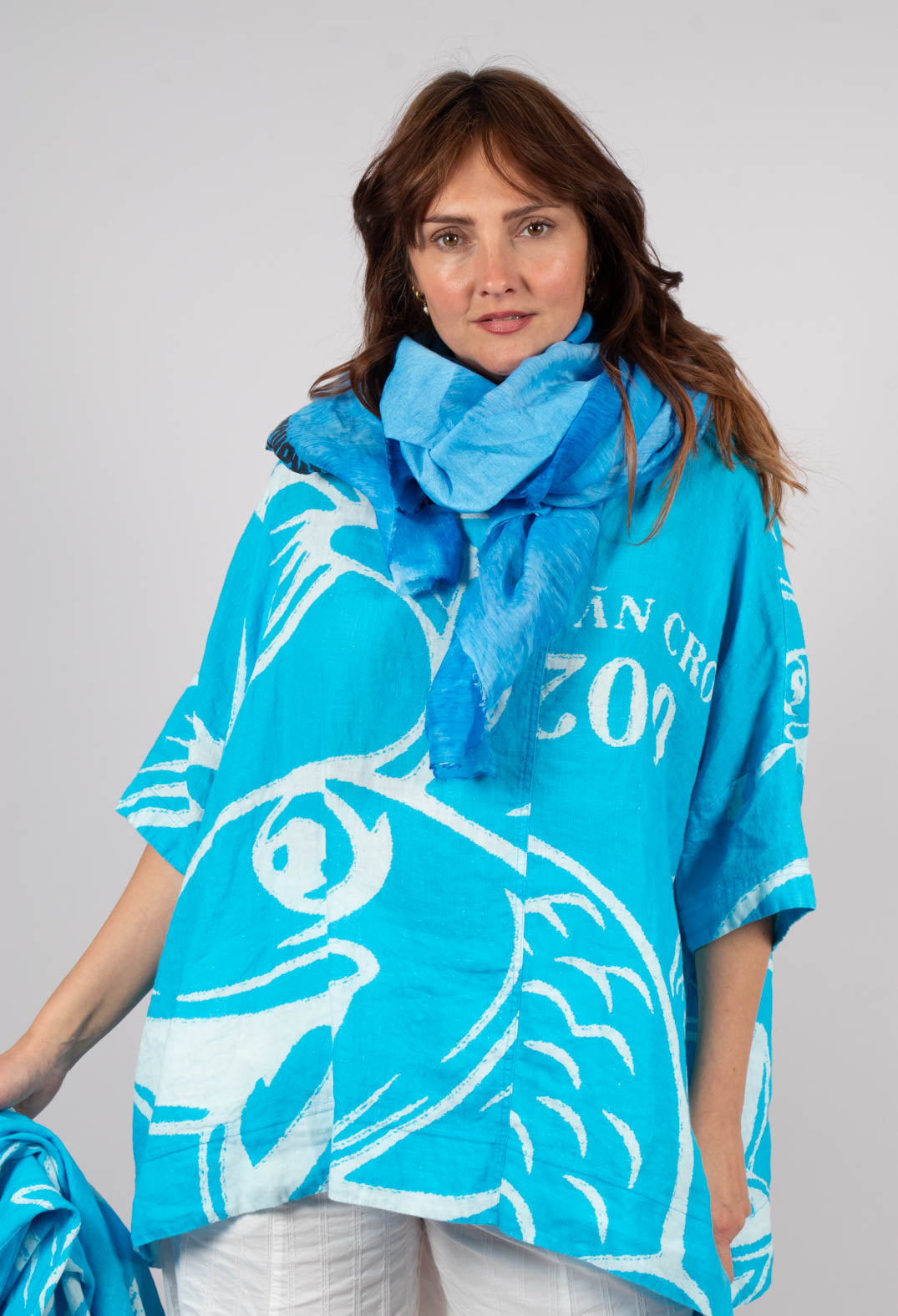 Linen Oversized Top in Malibu Print