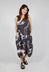 Linen Tulip Hem Dress in Black Print