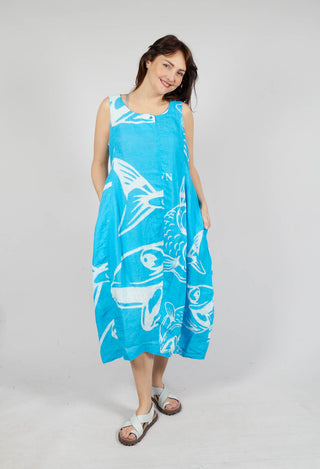 Linen Tulip Hem Dress in Malibu Print
