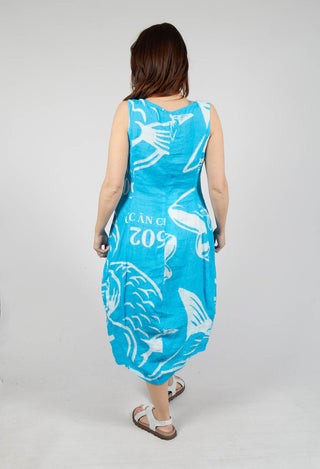 Linen Tulip Hem Dress in Malibu Print