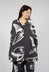 Linen Shirt Dress in Black Print