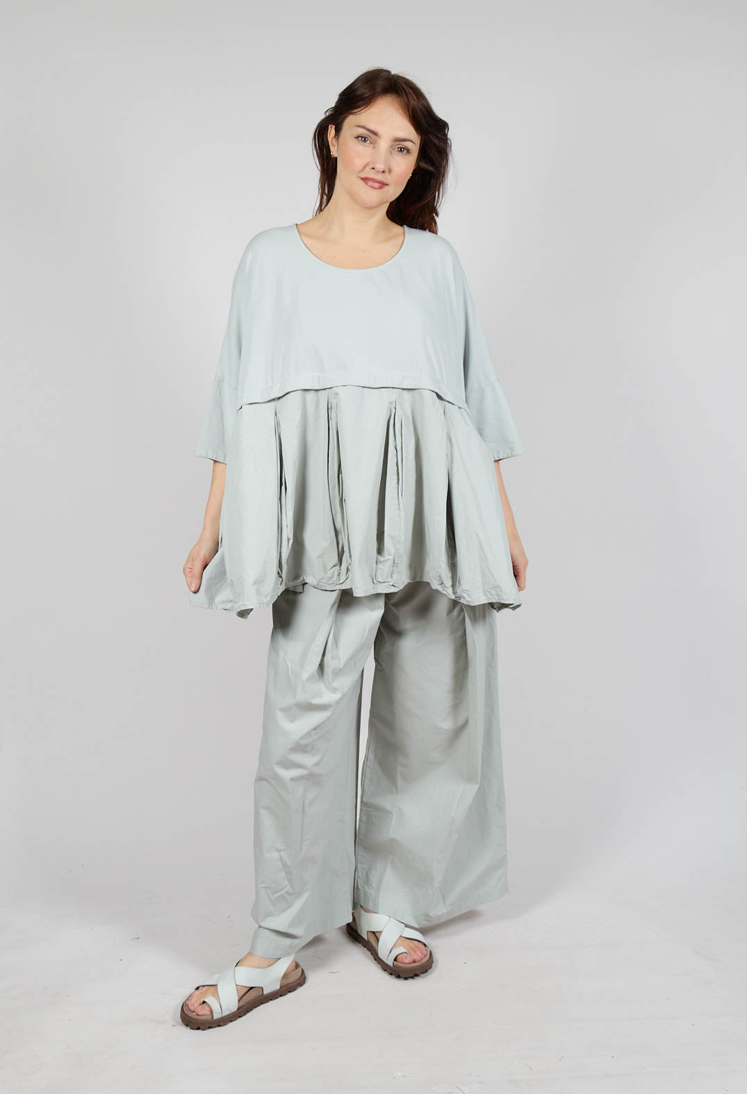 Top with Tulip Peplum Hem in Grey