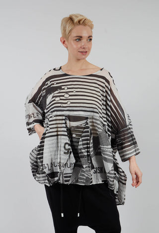 Oversized Lightweight Cotton Top in Black Print