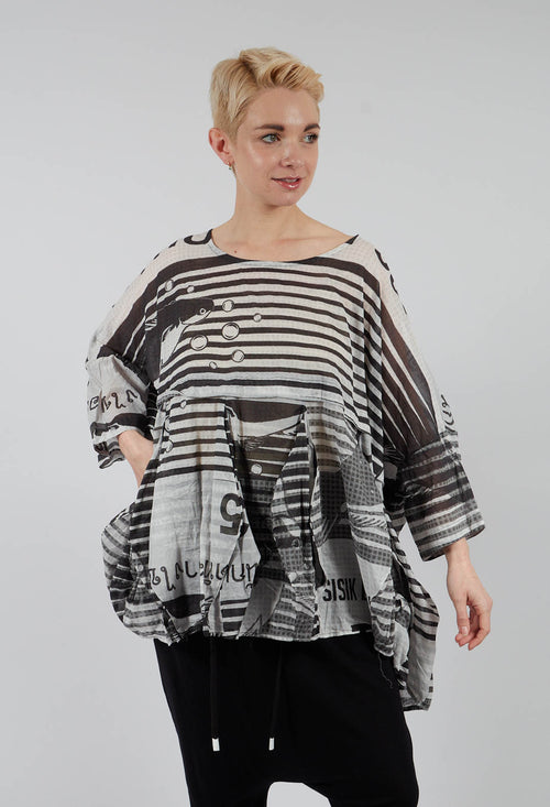 Oversized Lightweight Cotton Top in Black Print