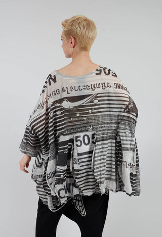 Oversized Lightweight Cotton Top in Black Print
