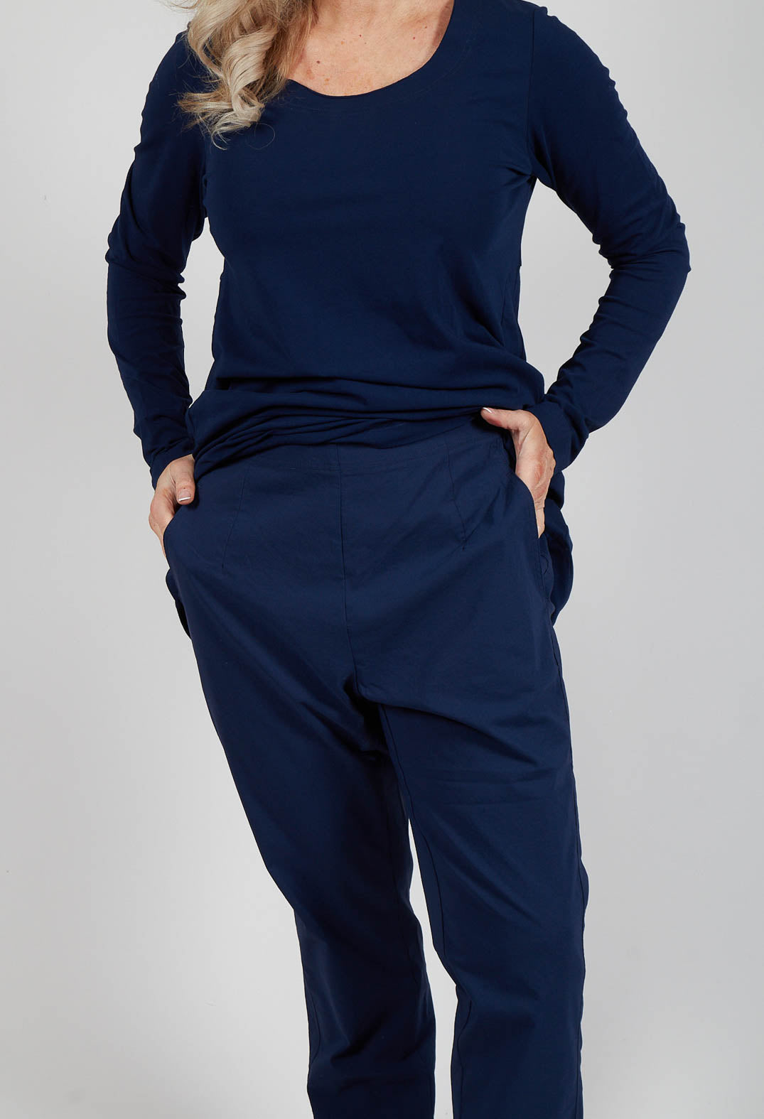 Pull On Slim Leg Trousers in Navy