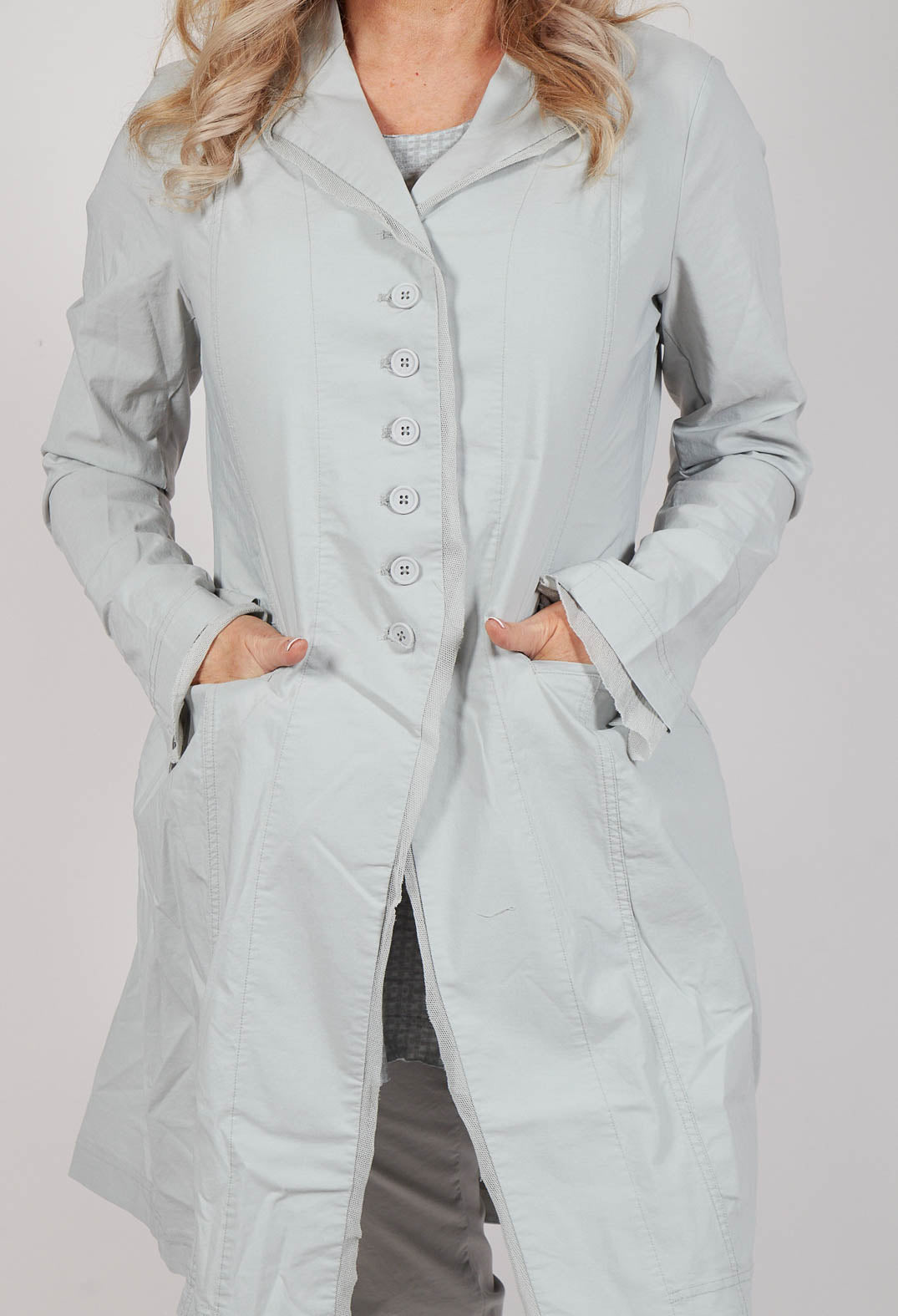 Button Through Coat in Grey