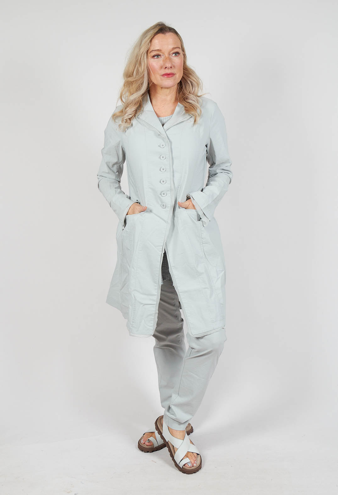 Button Through Coat in Grey