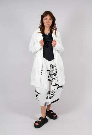 Button Through Coat in Offwhite