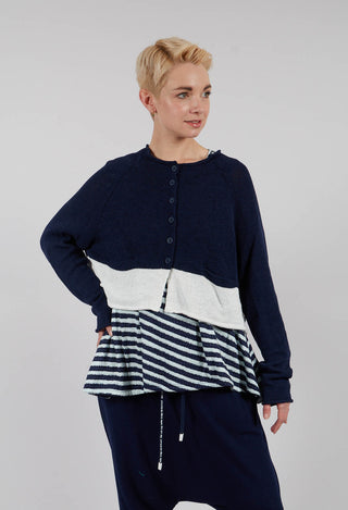 Short Cardigan in Navy Print