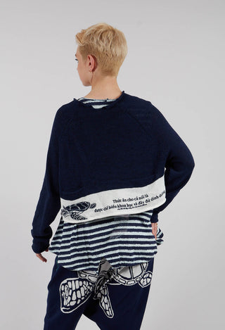 Short Cardigan in Navy Print