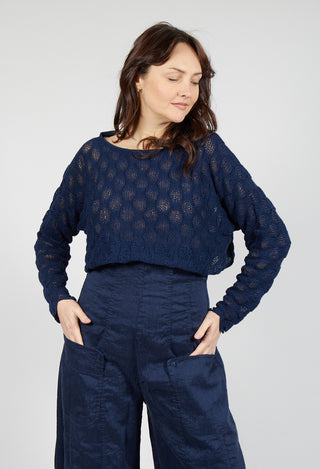 Textured Knitted Jumper in Navy