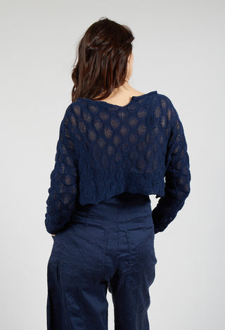 Textured Knitted Jumper in Navy