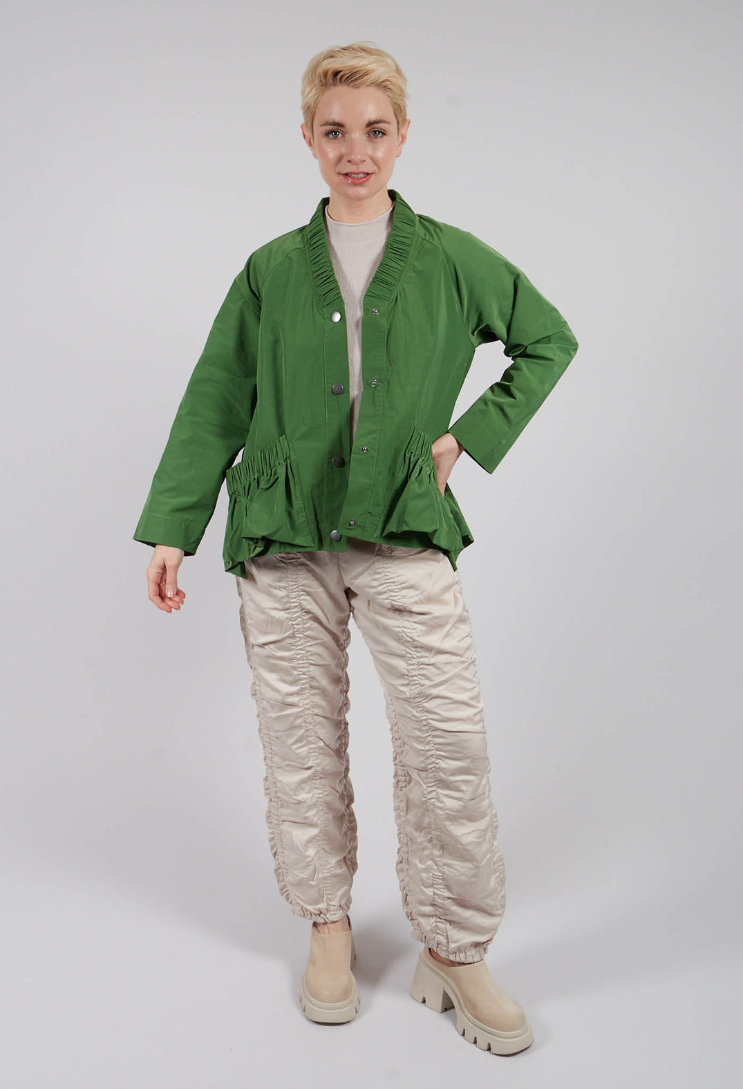 Fukkura Poplin Jacket in Green