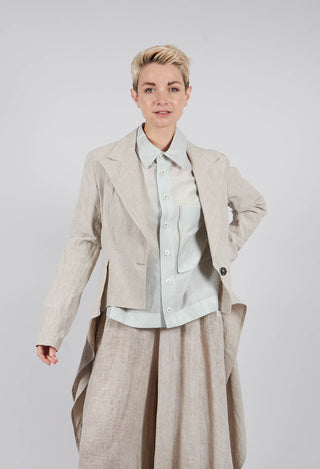 Aysmmetric Linen Jacket in Sand