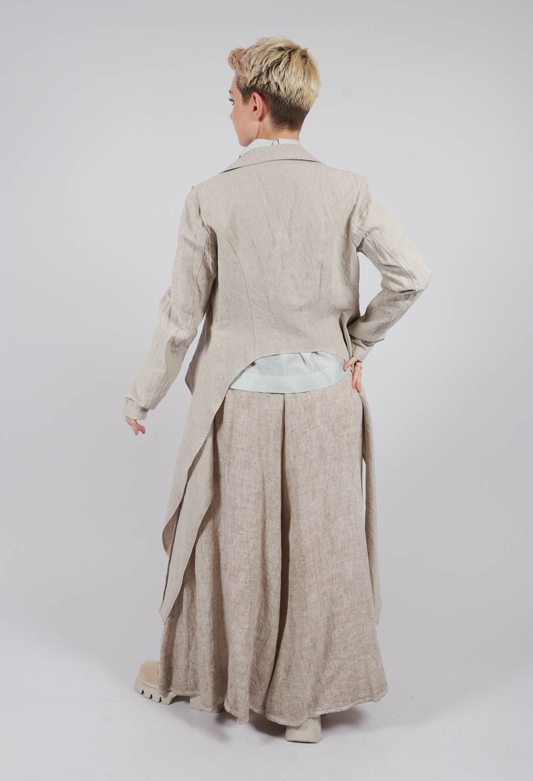 Aysmmetric Linen Jacket in Sand