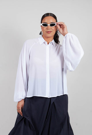Aysmmetric Shirt in Georgette White