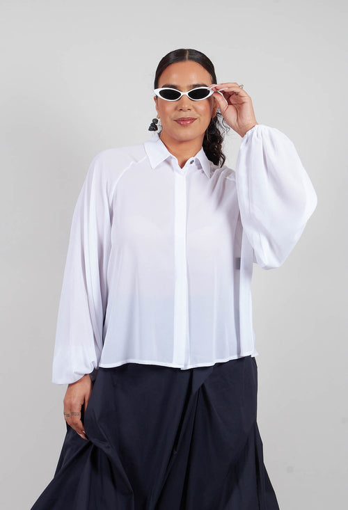 Aysmmetric Shirt in Georgette White