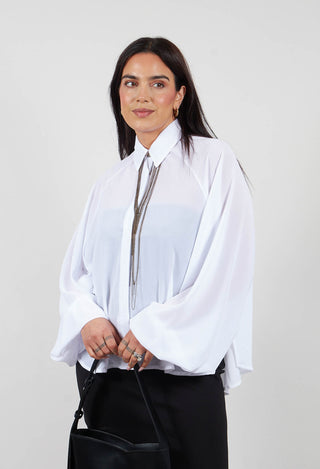 Aysmmetric Shirt in Georgette White