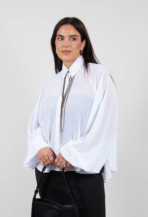 Aysmmetric Shirt in Georgette White