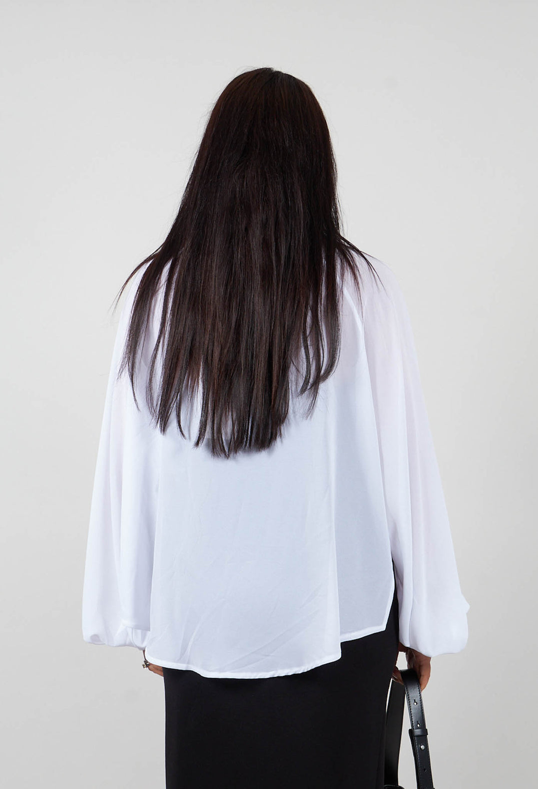 Aysmmetric Shirt in Georgette White