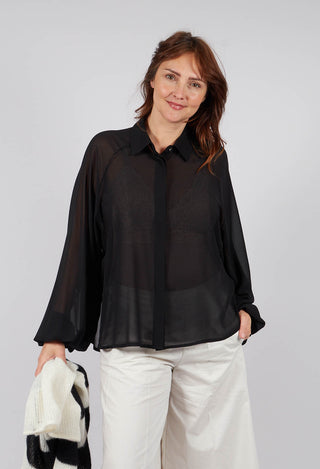 Aysmmetric Shirt in Georgette Black