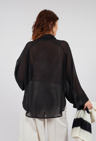 Aysmmetric Shirt in Georgette Black