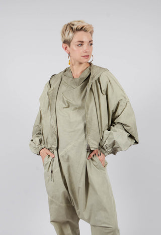 Canvas Double Dyed Bomber Jacket in Green