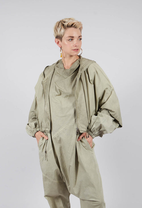 Canvas Double Dyed Bomber Jacket in Green