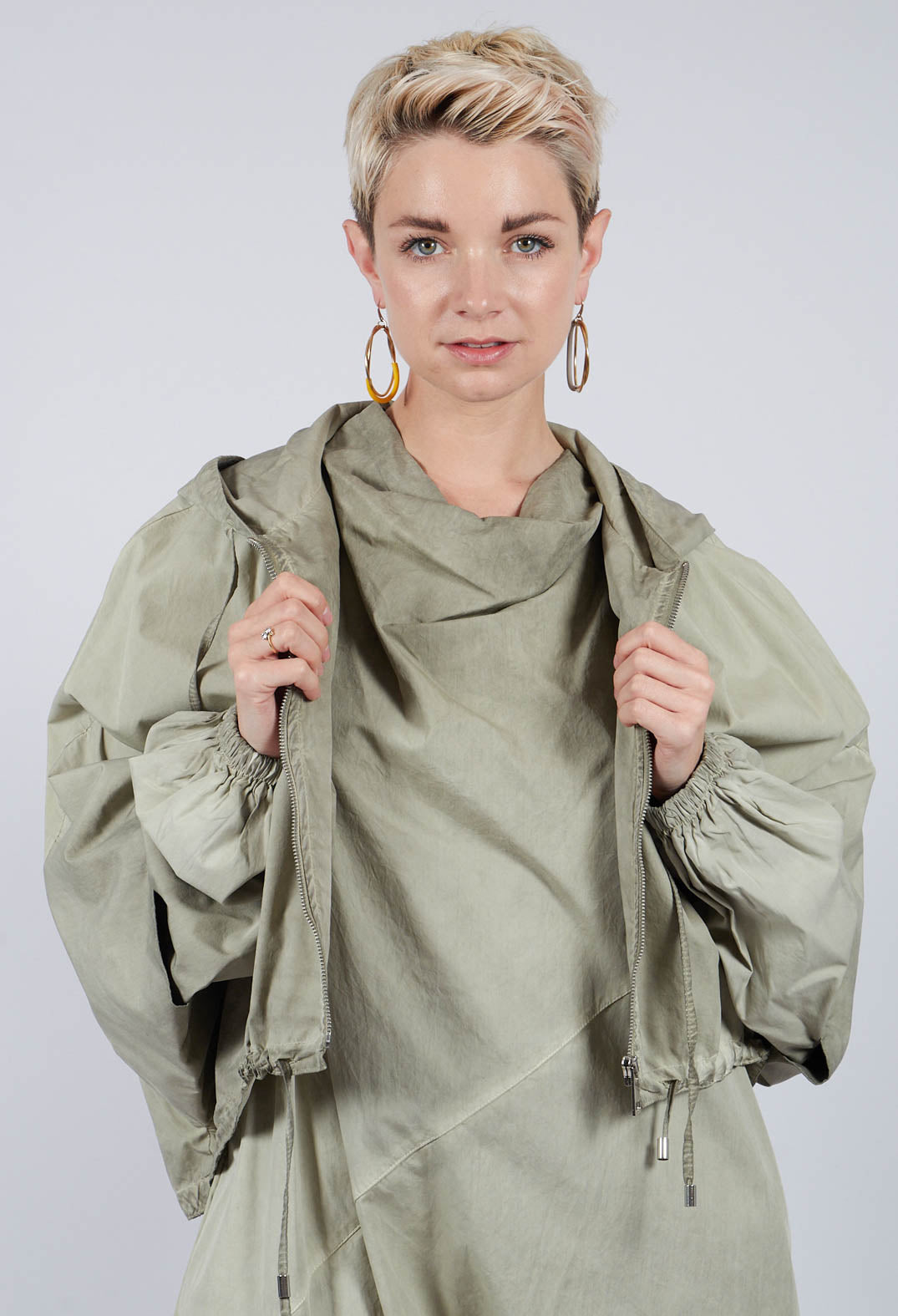 Canvas Double Dyed Bomber Jacket in Green
