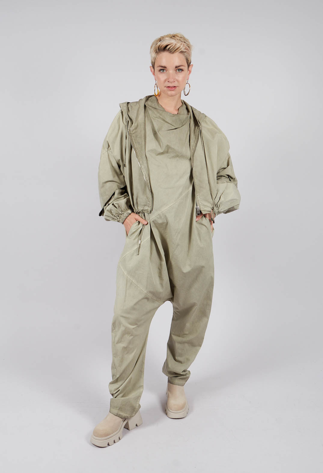 Canvas Double Dyed Bomber Jacket in Green