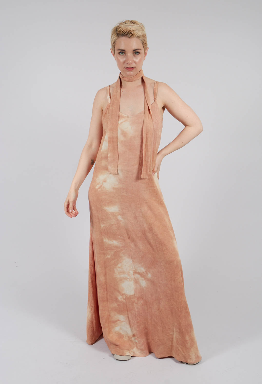 Linen Dress in Viscose Sand