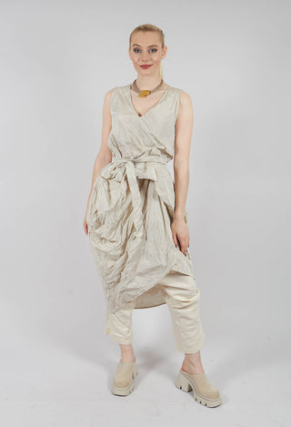 Aysmmetric Taffeta Crumpled Dress in Sand