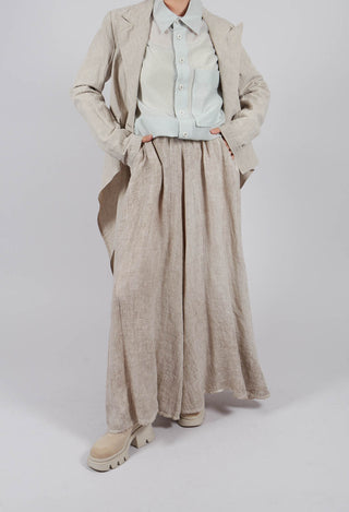 Wide Leg Dyed Linen Trousers in Sand