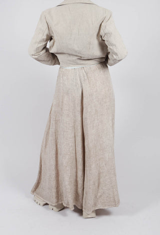 Wide Leg Dyed Linen Trousers in Sand