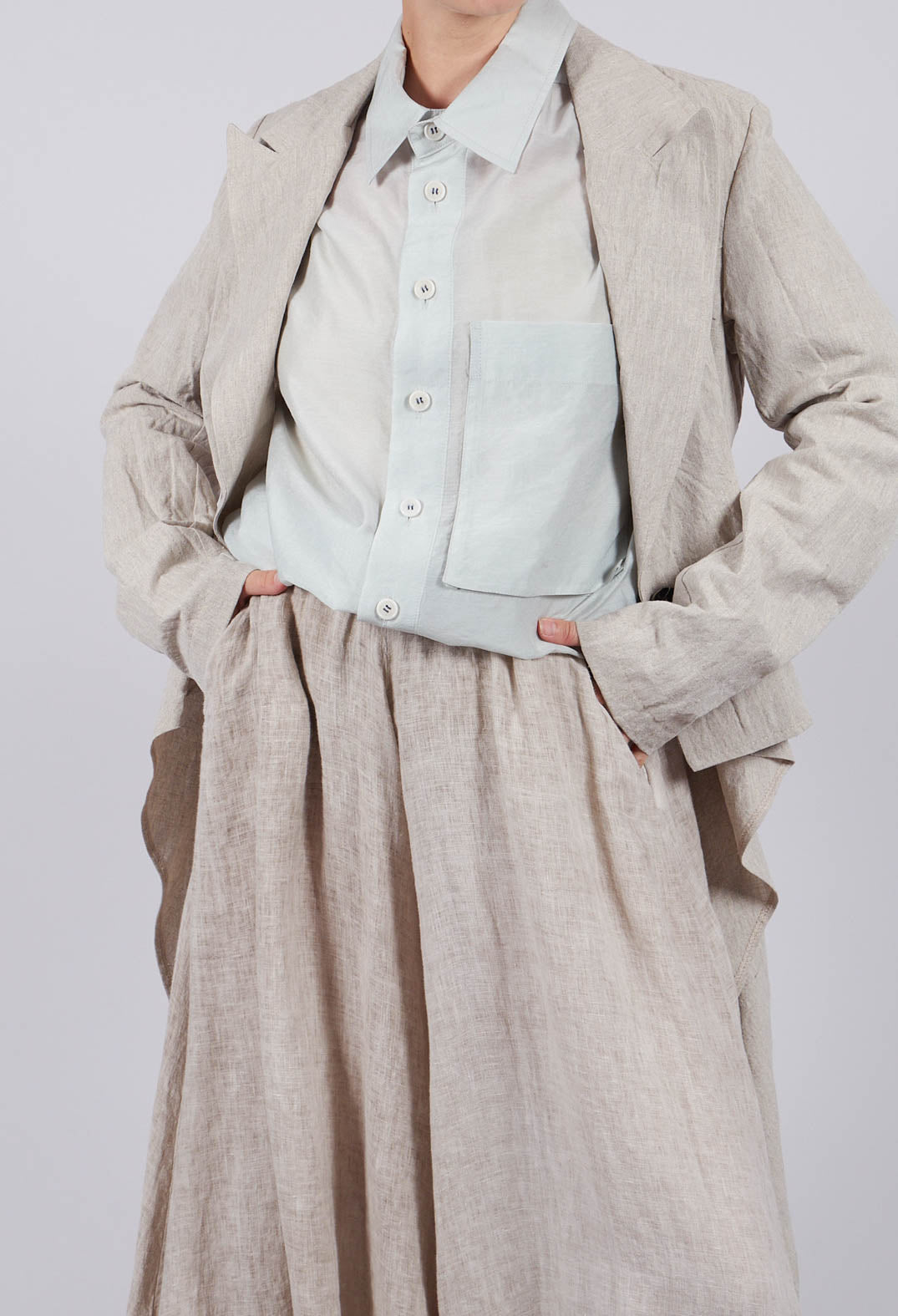 Wide Leg Dyed Linen Trousers in Sand
