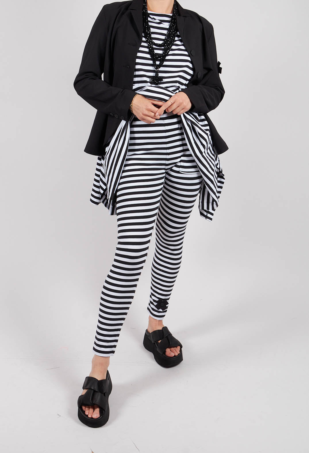 The A Leggings in Black and White Stripe