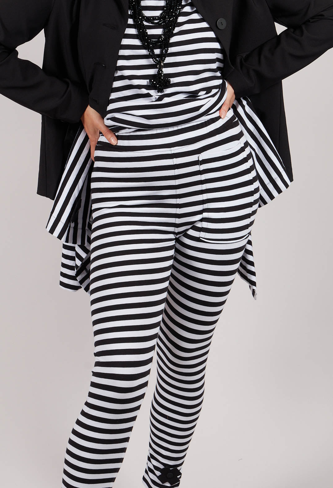 The A Leggings in Black and White Stripe