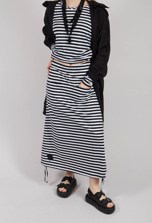 Three Pen Skirt in Black and White Stripe