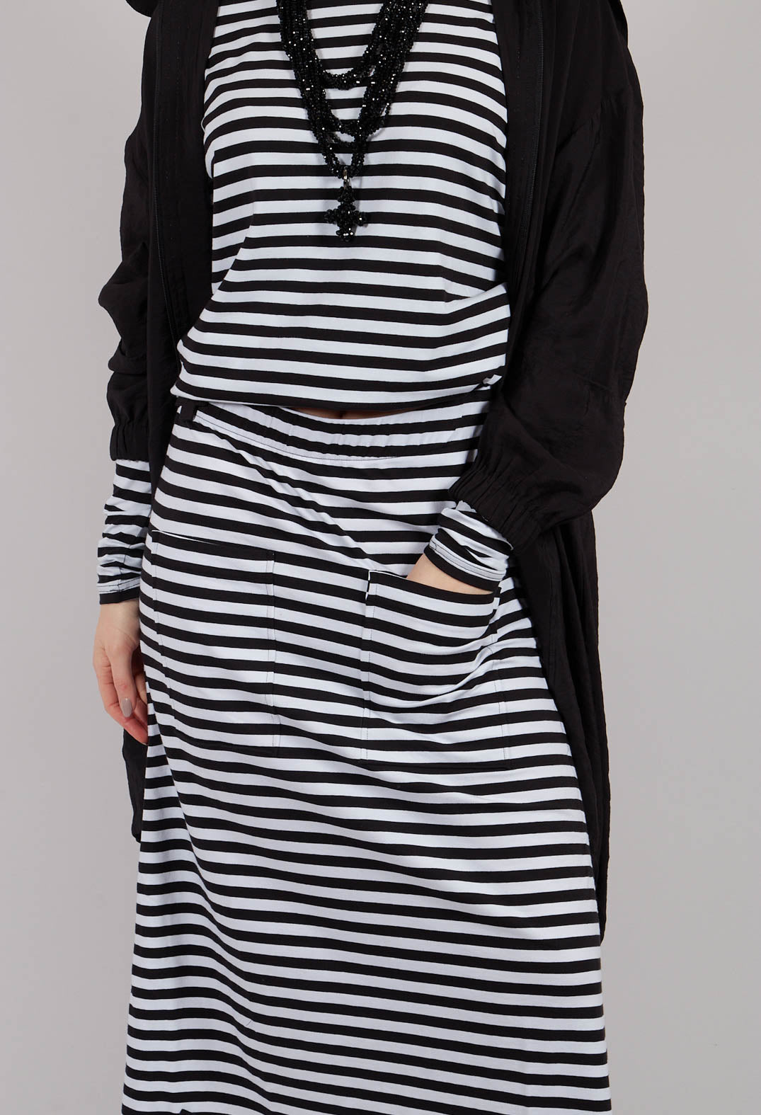 Three Pen Skirt in Black and White Stripe