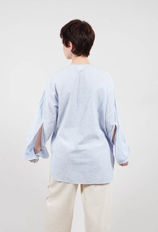 Front Patch Top in Sky Blue Stripe