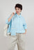 Gingham Cropped Shirt in Sky Blue Stripe