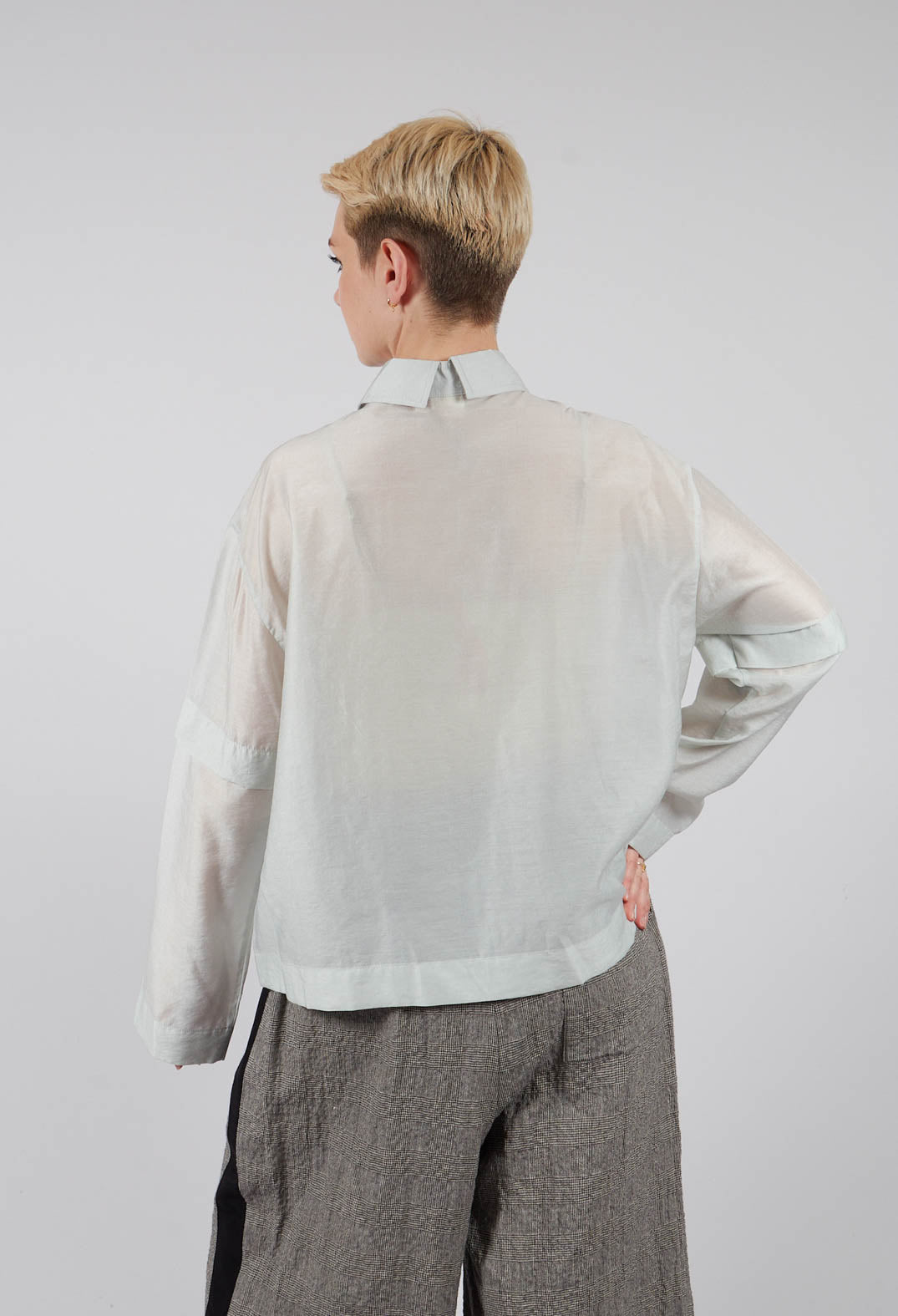 Semi Sheer Shirt in Light Grey